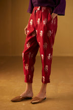 Kaftan top in Purple with Red Brocade Pant