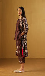 Kaftan top in Brown with Brown Brocade Pant