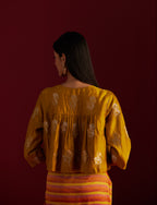 Empireline Blouse in Ochre Brocade