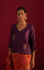 Tannu Blouse in Purple Chanderi