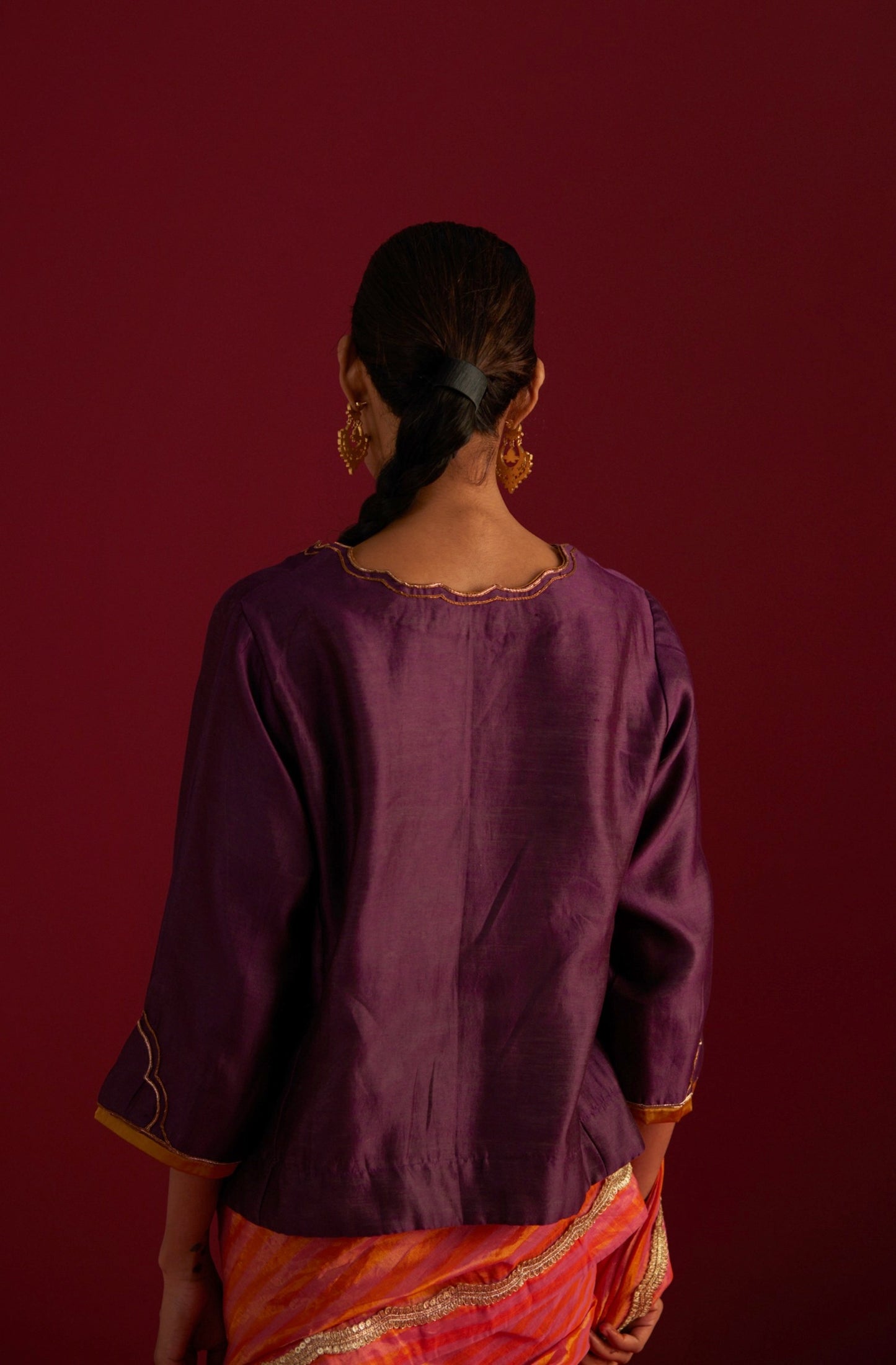 Tannu Blouse in Purple Chanderi