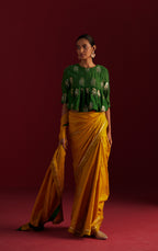 Empireline Blouse in Green Brocade