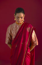 Zero Neck Blouse in Red Mughal Brocade