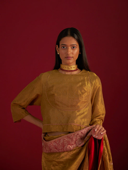 Angrakha Blouse in Gold Tissue