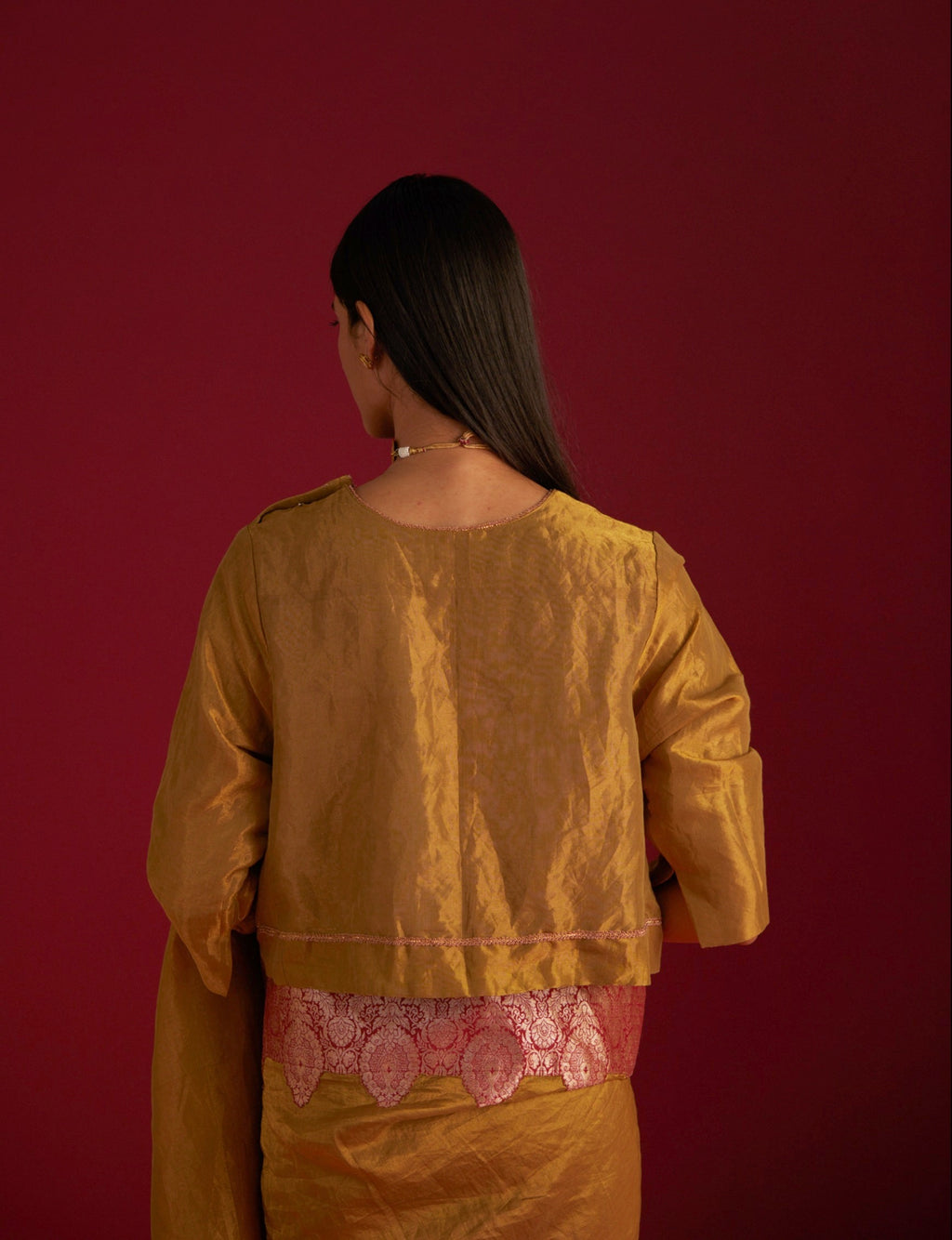 Angrakha Blouse in Gold Tissue