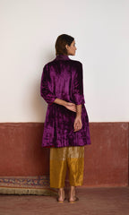 Short Sashiko in Purple Velvet with Tissue Salwar