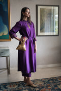 Turkish Ashoka Rina Dress in Purple Silk with Purple Silk Pant