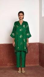 Shahi Kaftan in Green Brocade with Green Pant
