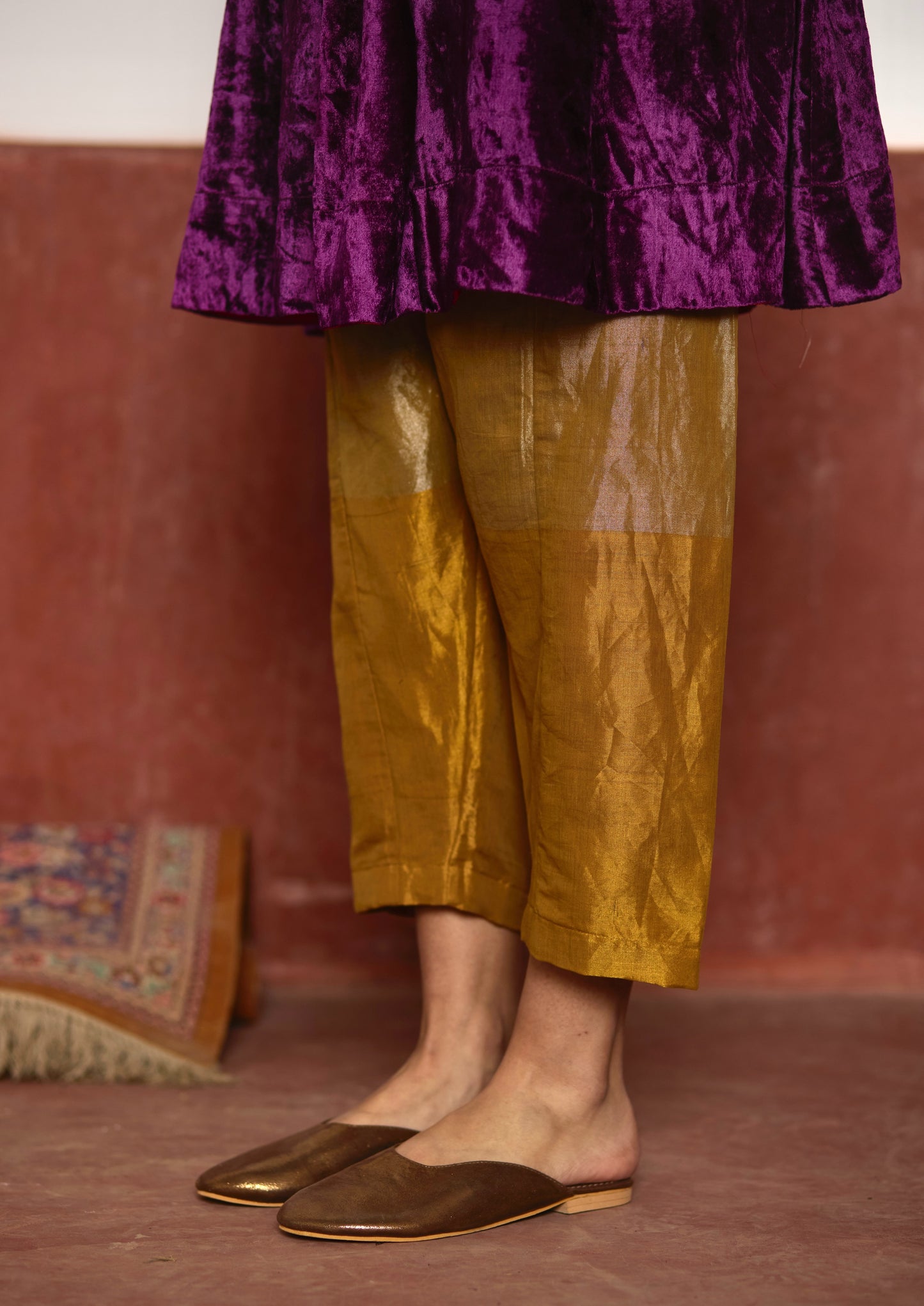 Short Sashiko in Purple Velvet with Tissue Salwar