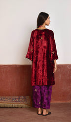 MD Kurta in Red Velvet with Purple Velvet Salwar