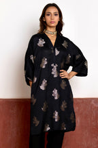 Shahi Kaftan in Black Brocade with Black Pant