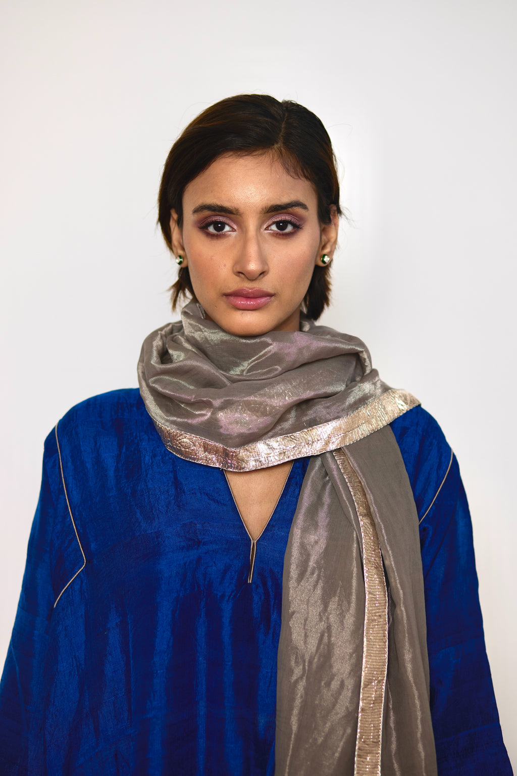 Dupatta in Silver Tissue