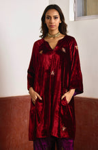 MD Kurta in Red Velvet with Purple Velvet Salwar