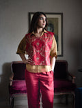Rajkumari Tabard in Red Chanderi with Gold Crushed Shirt