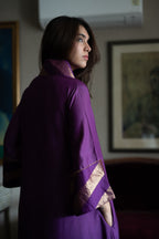 Nandini Oonch Neech in Purple Chanderi with Purple Chanderi Flared Pant