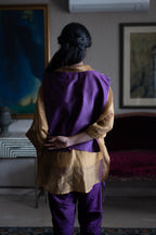 Rajkumari Tabard in Purple Chanderi with Gold Crushed Shirt