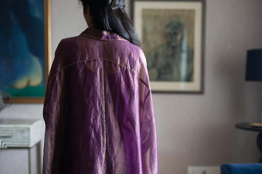 Coco Shirt in Purple Pin Stripe with Purple Pant