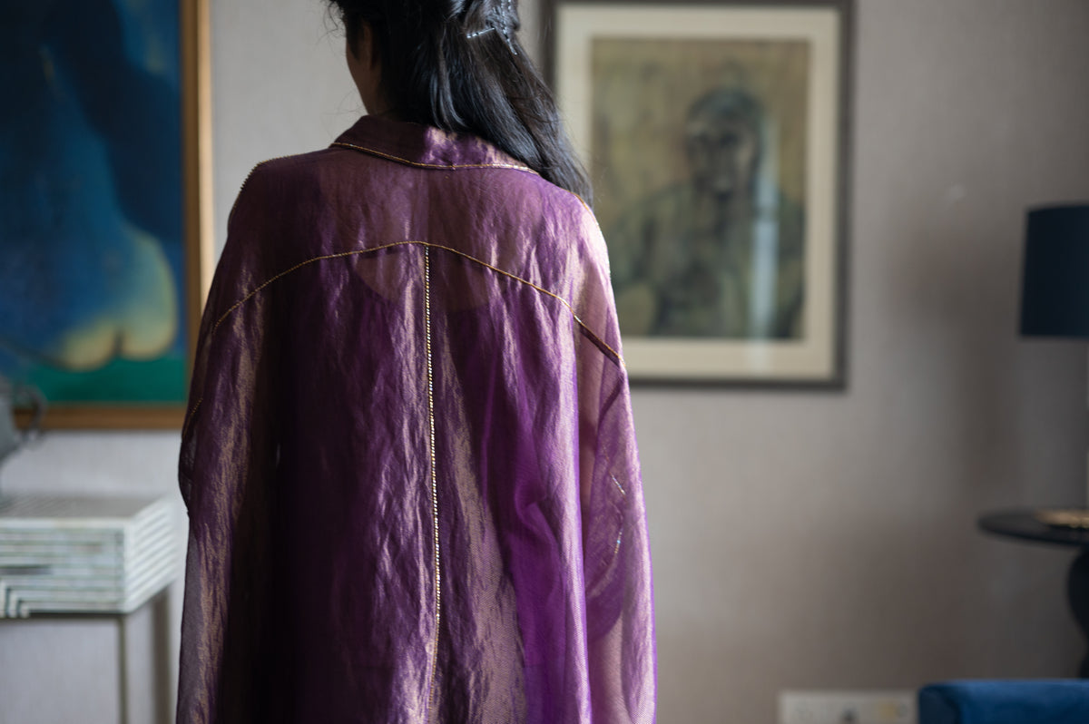 Coco Shirt in Purple Pin Stripe with Purple Pant