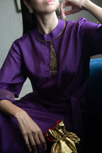 Turkish Ashoka Rina Dress in Purple Silk with Purple Silk Pant