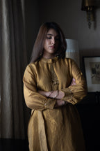 Turkish Ashoka Rina Dress in Gold Tissue with Gold Tissue Pant