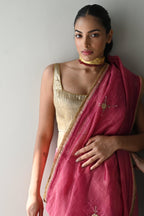 Maanvi Padded Blouse in Gold Brocade Tissue