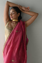 Maanvi Padded Blouse in Gold Brocade Tissue