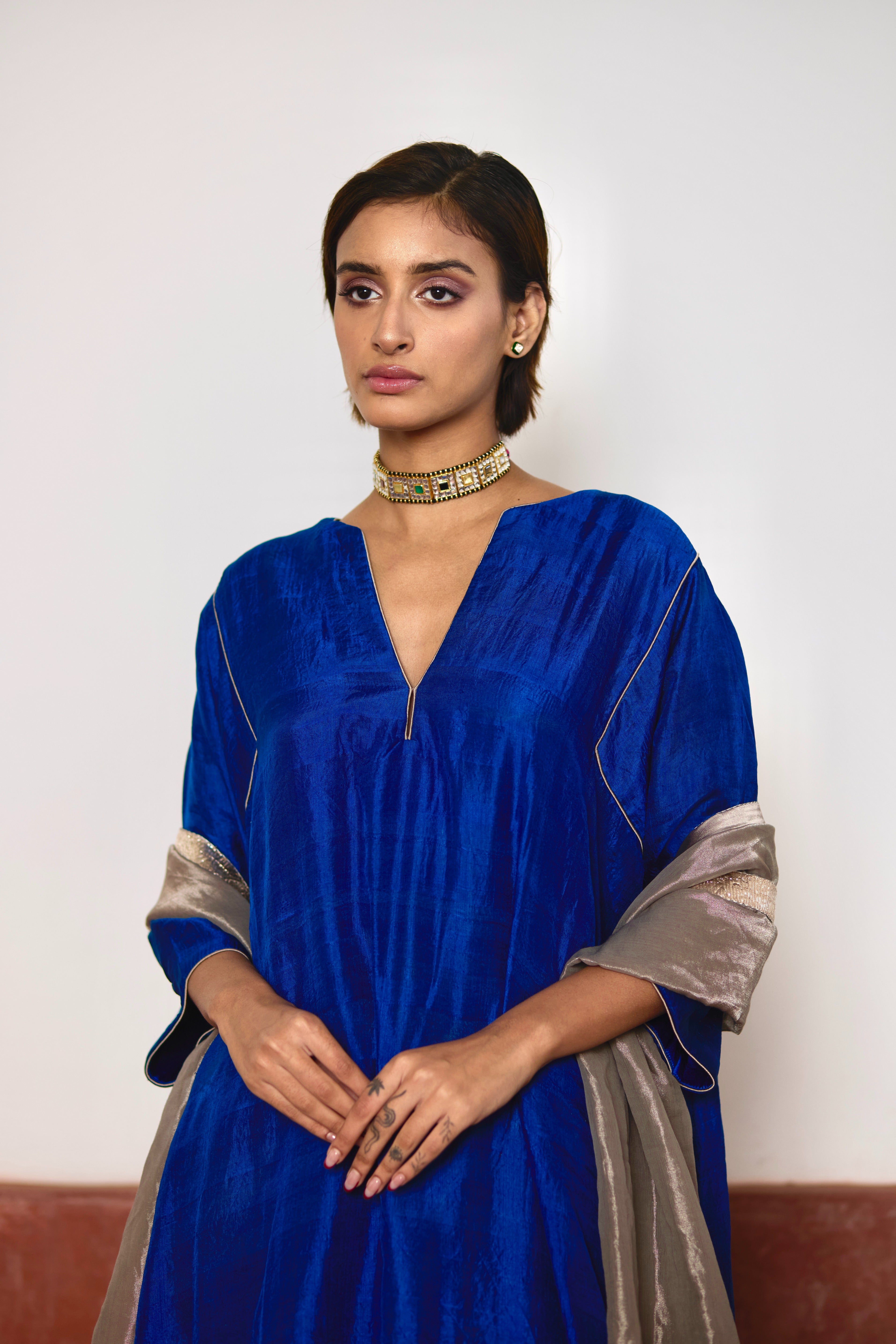 Dupatta in Silver Tissue