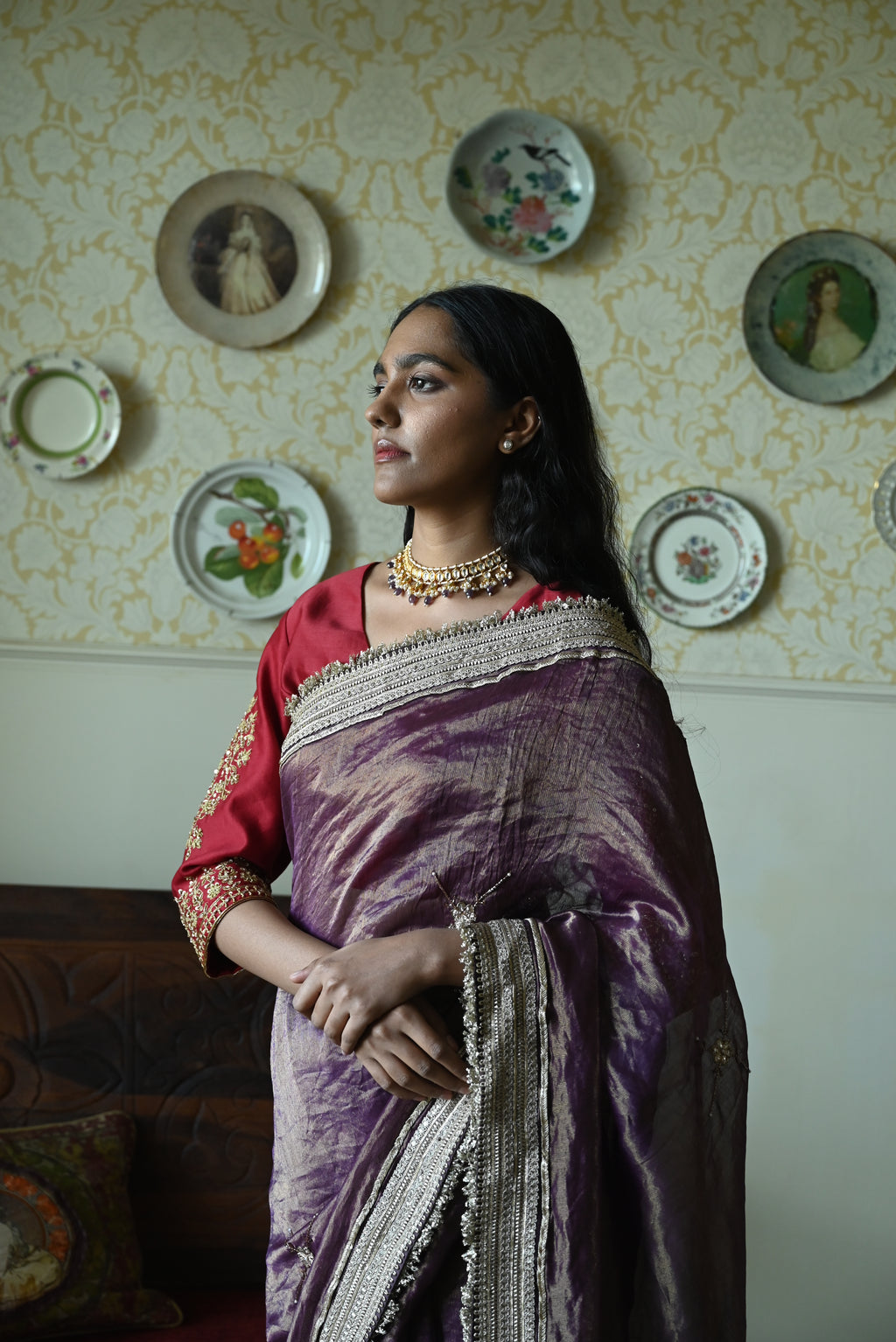 Noor Blouse in Red Silk