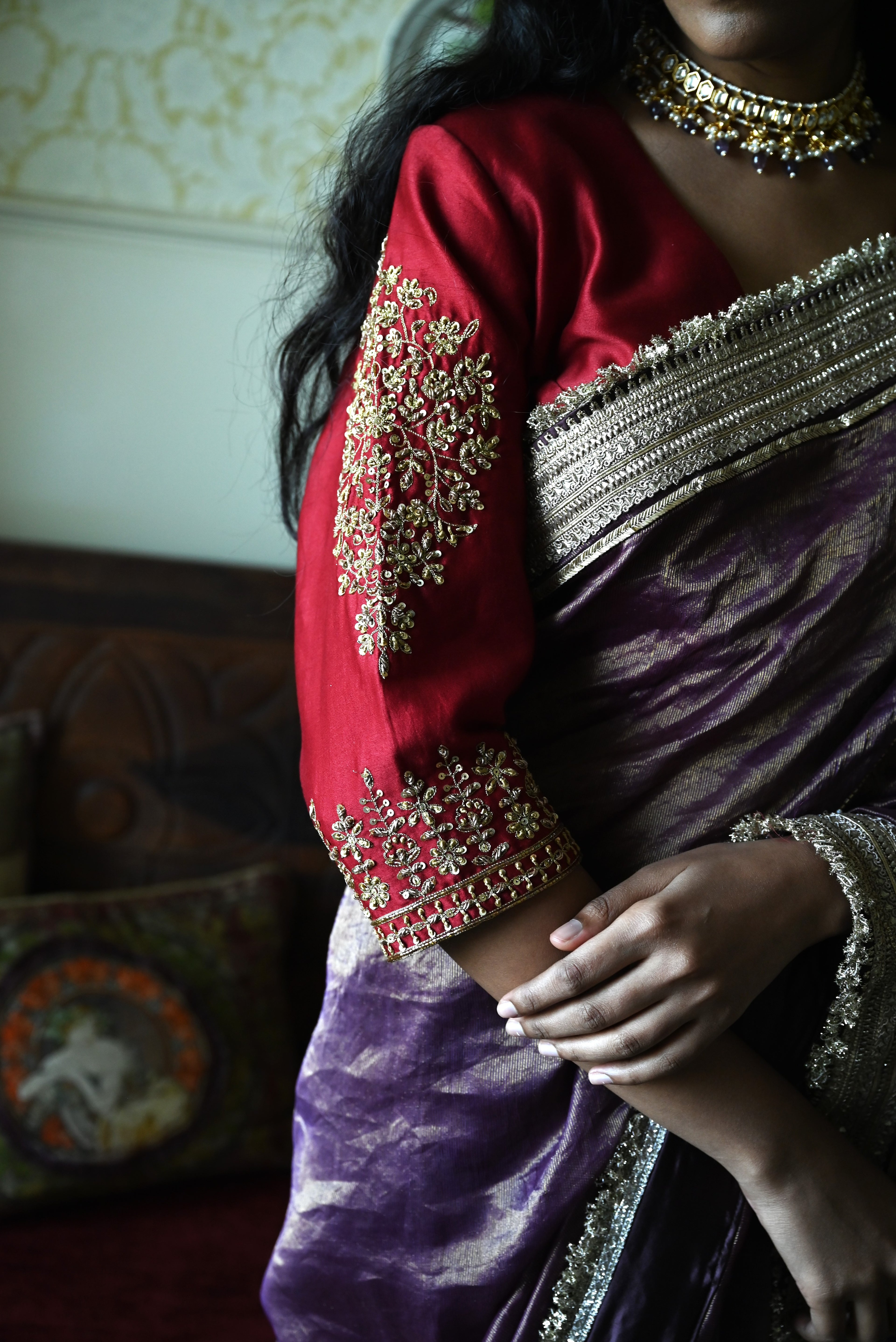Noor Blouse in Red Silk