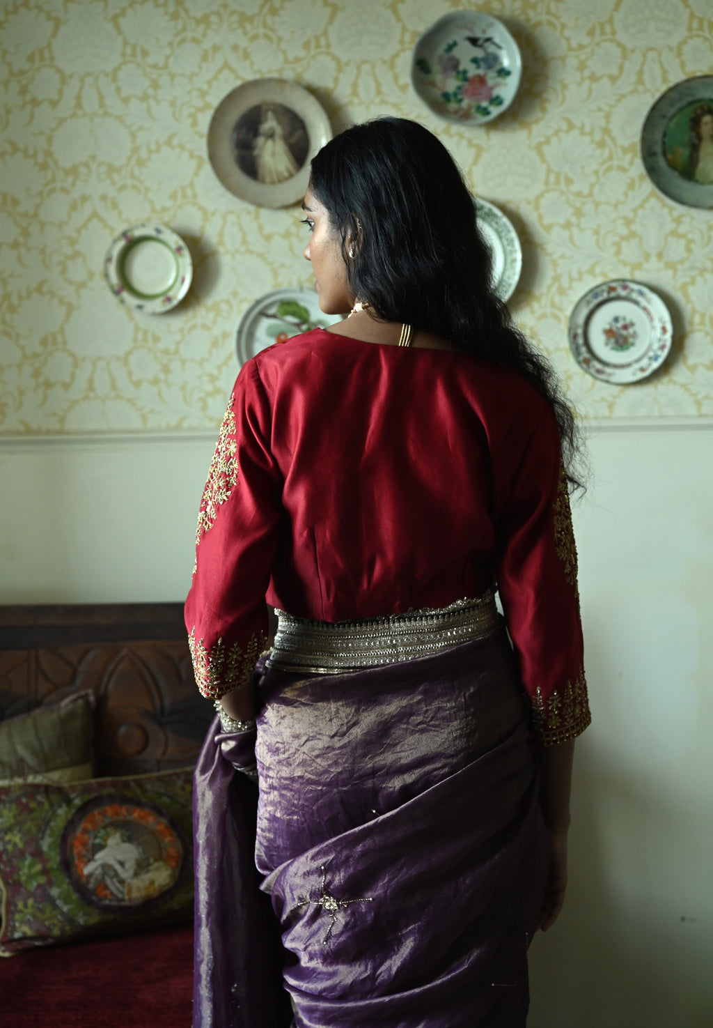 Noor Blouse in Red Silk