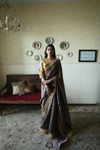 Phuljhari Saree in Brown Pin Stripes