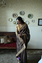 Phuljhari Saree in Brown Pin Stripes
