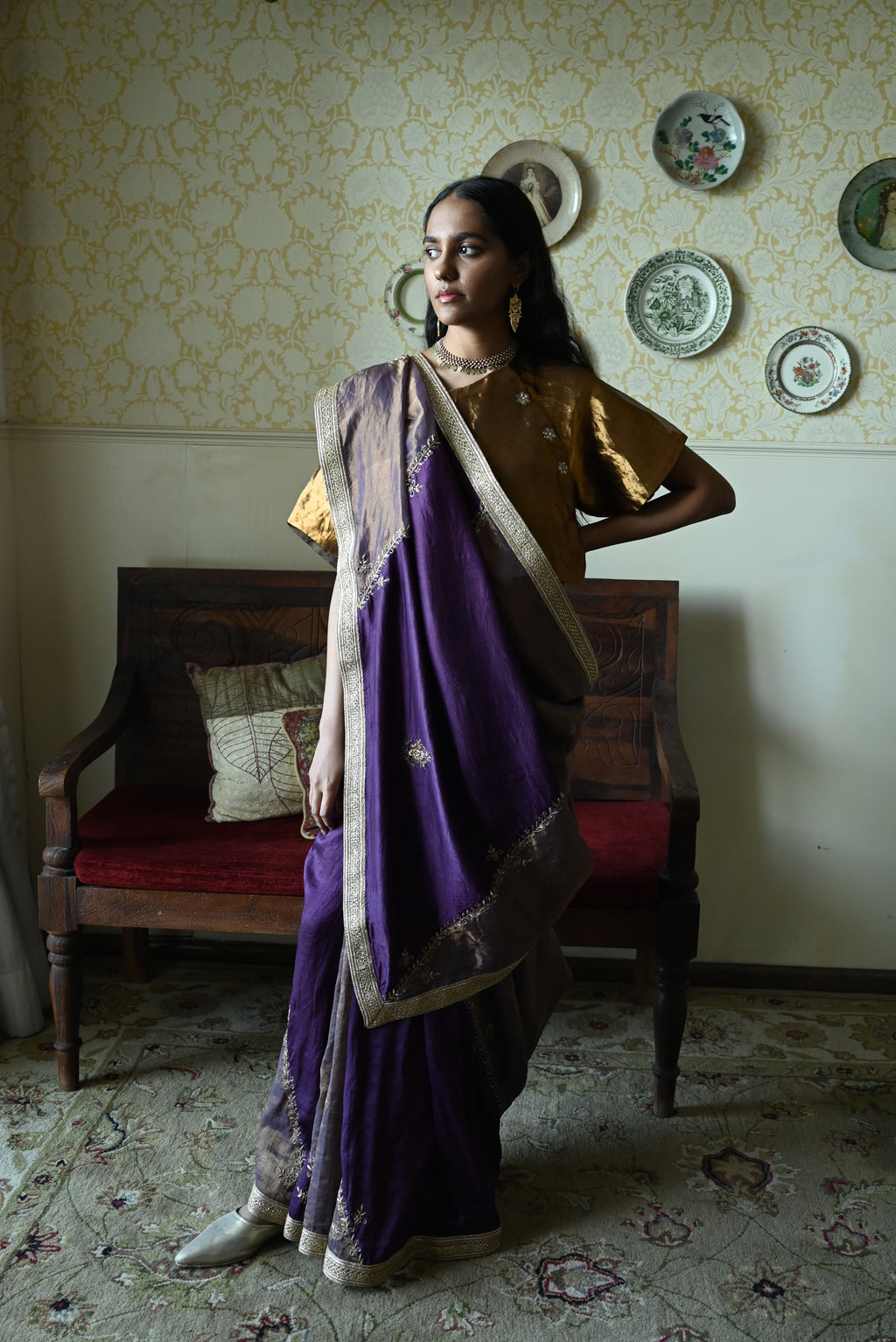 Charulata Blouse in Gold Tissue