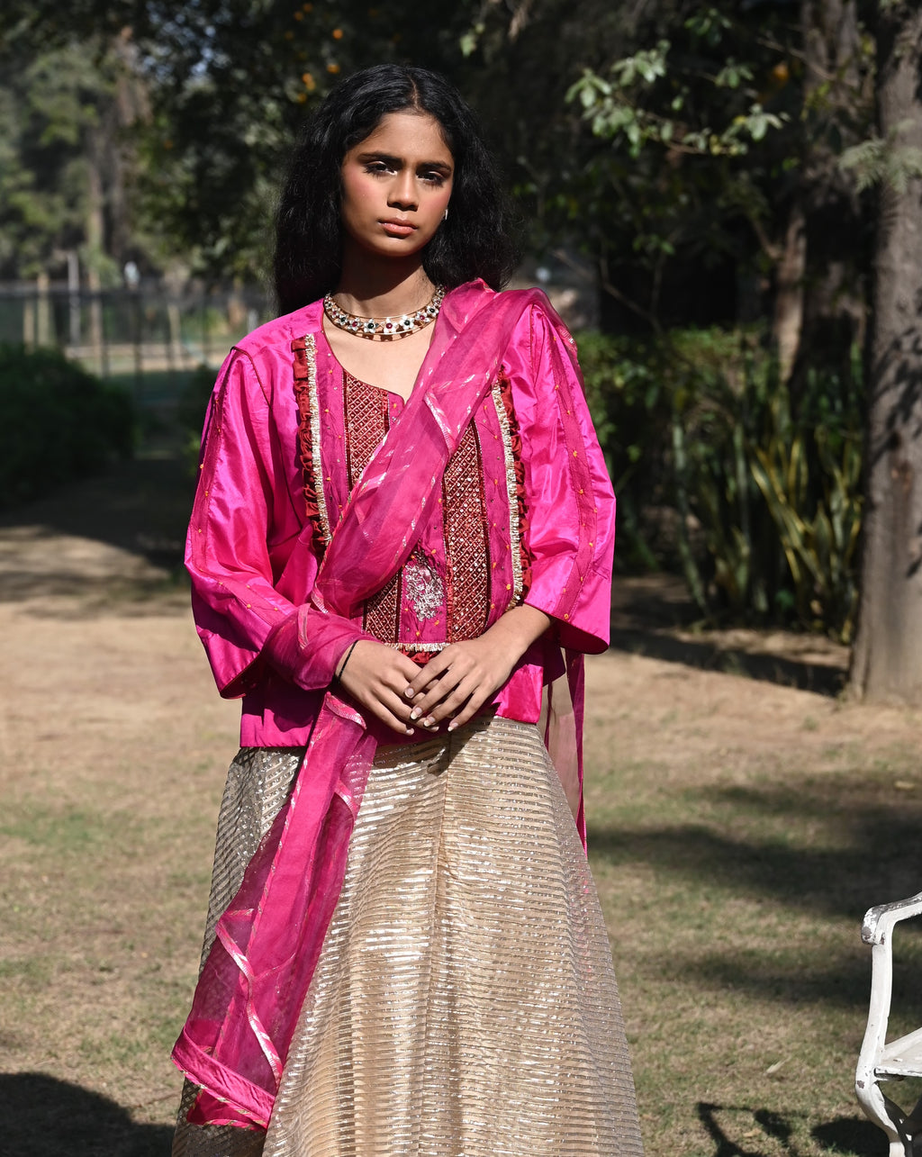Mumtaz Top in Pink with Beige CC Garara