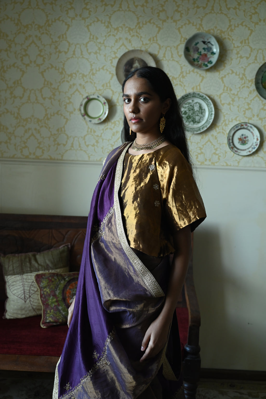 Charulata Blouse in Gold Tissue