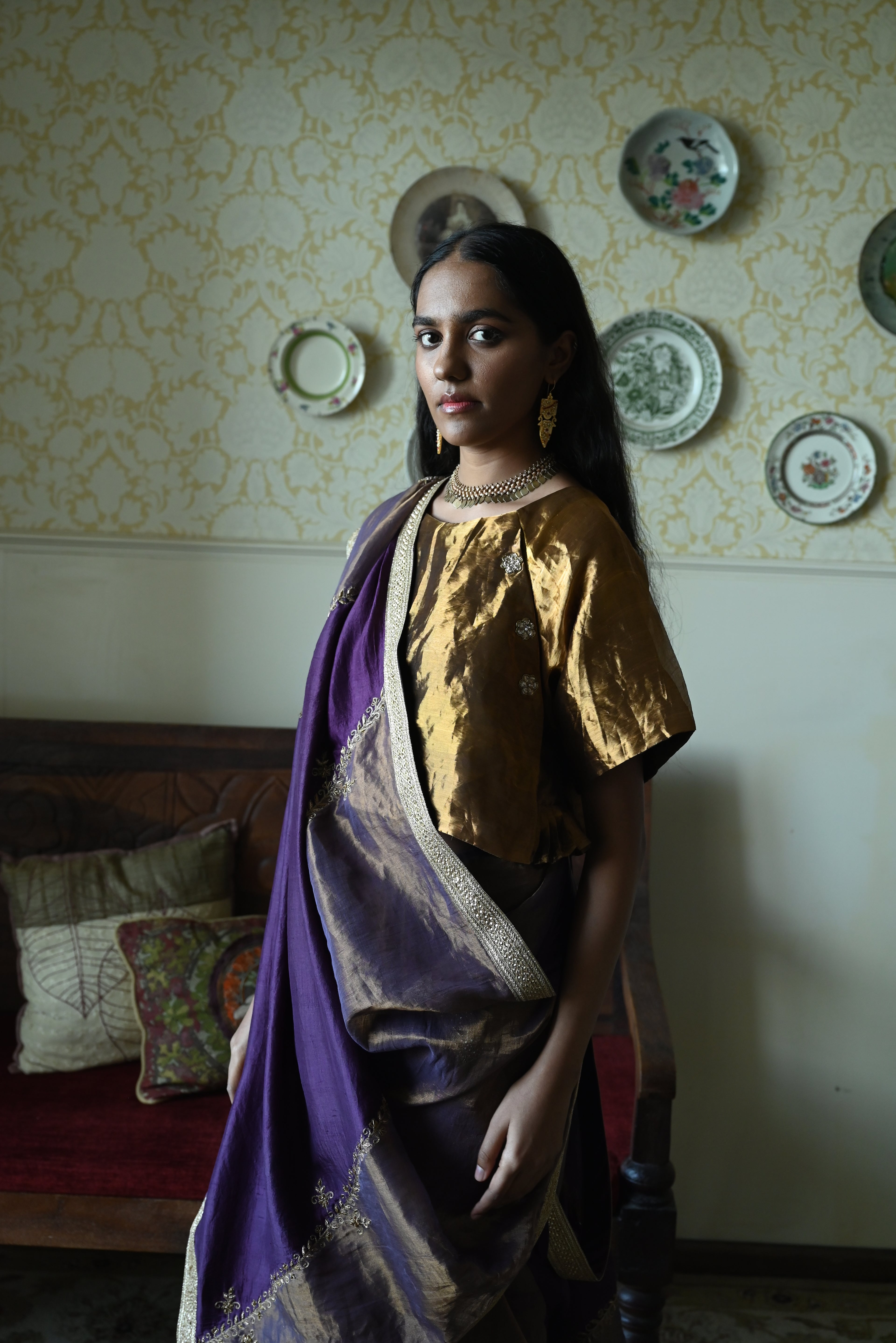 Charulata Blouse in Gold Tissue