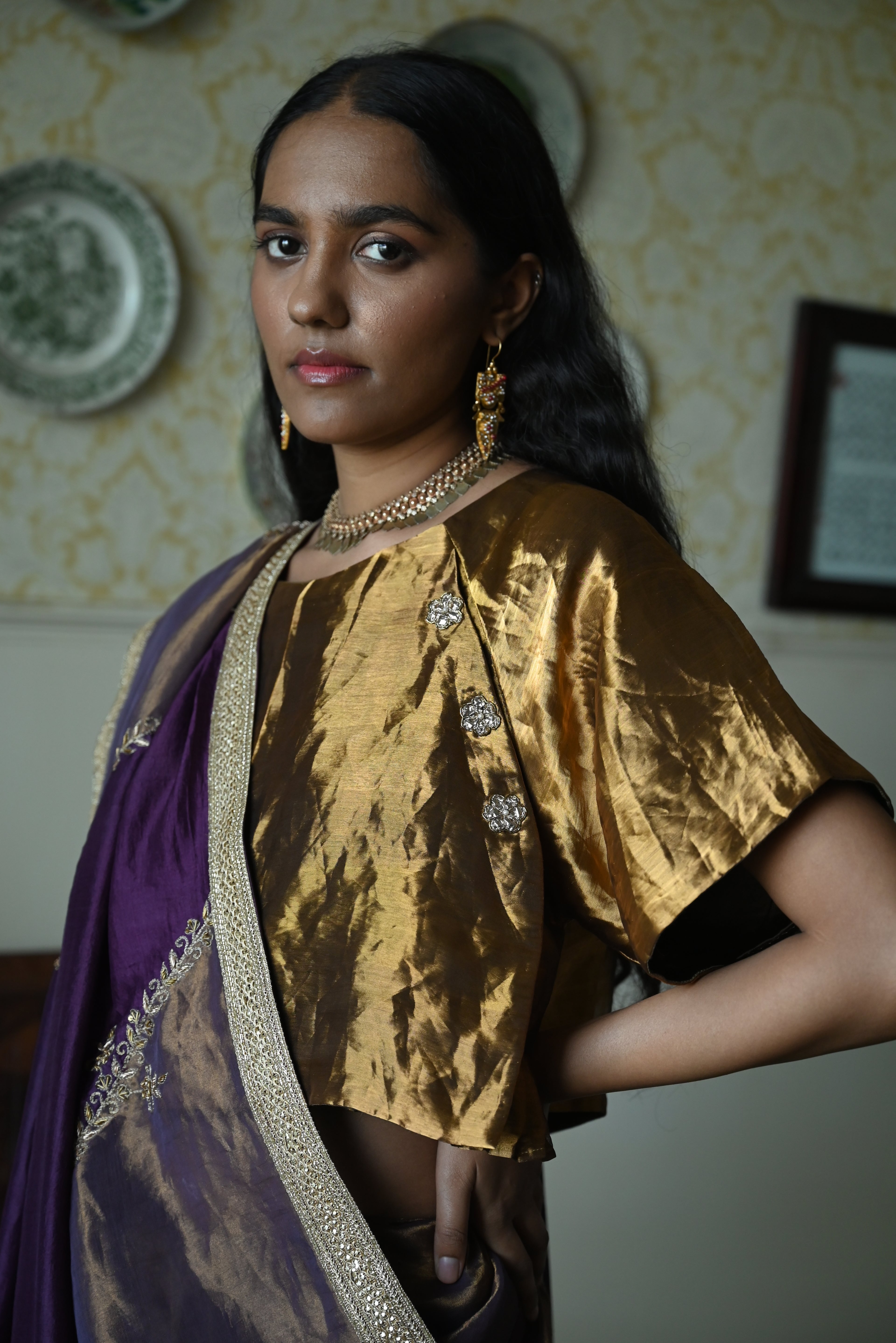 Charulata Blouse in Gold Tissue