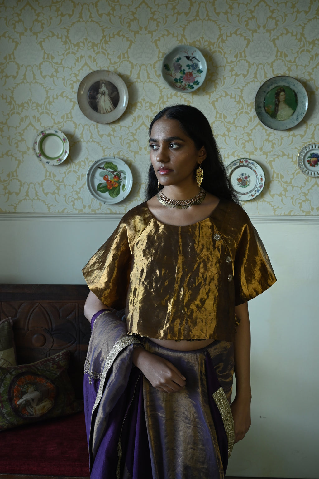 Charulata Blouse in Gold Tissue