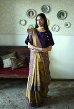 Pitambari Saree in  Khadi Copper Tissue with Brocade Border
