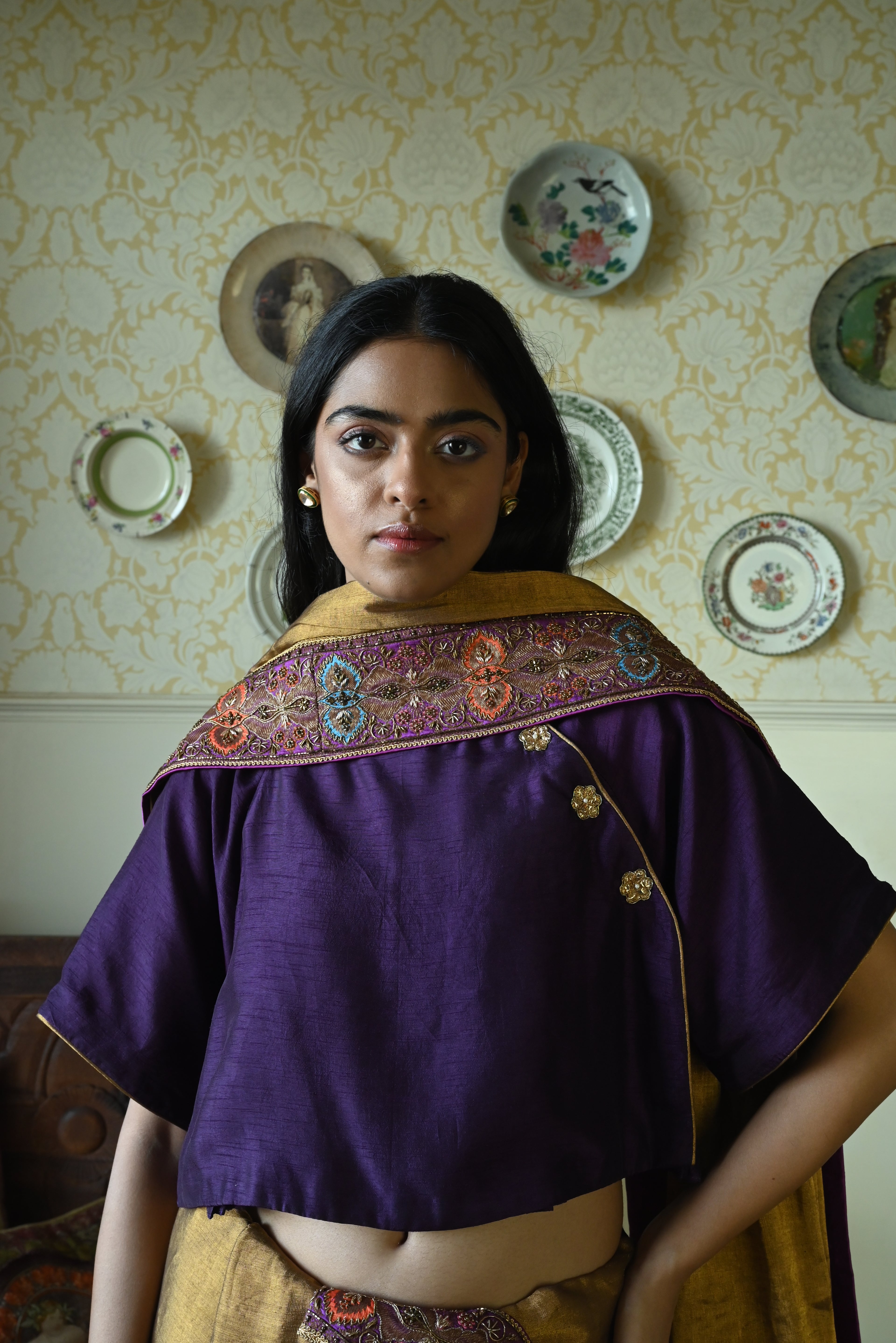 Charulata Blouse in Purple Silk