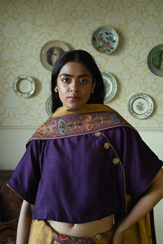 Charulata Blouse in Purple Silk