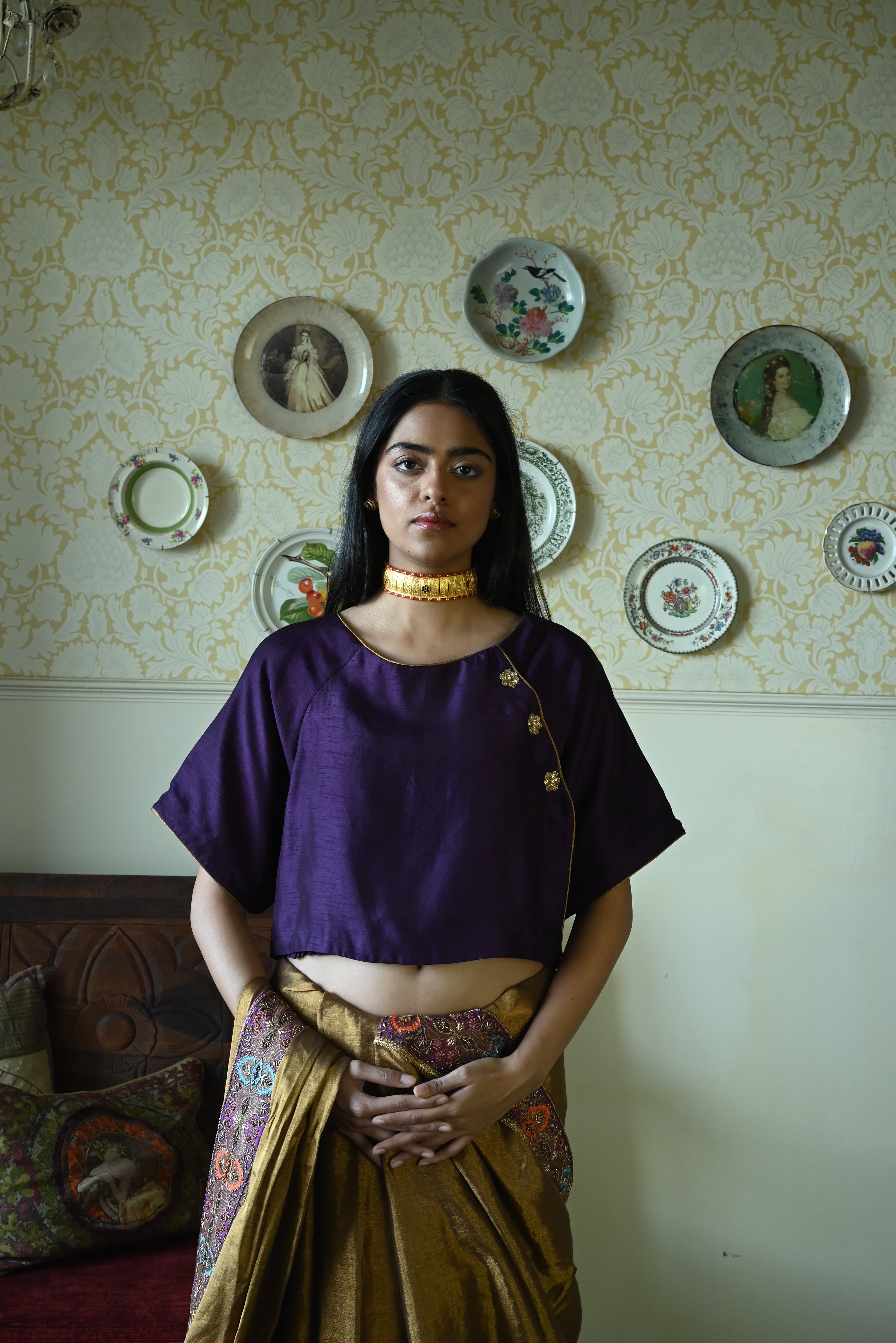Charulata Blouse in Purple Silk