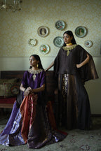 Roshni  Lehenga in Purple and Red Brocade  & Purple Maharani cape