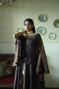 Roshni Lehenga in Brown Brocade Lehenga & Brown Maharani  Cape