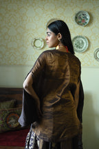 Roshni Lehenga in Brown Brocade Lehenga & Brown Maharani  Cape
