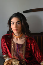 Amal Kurta in Red Velvet with ghee CC Garara