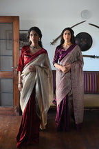 Chanda Saree in Beige CC Gota and Red Velvet