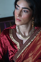 Gulzar Saree in Red Tissue