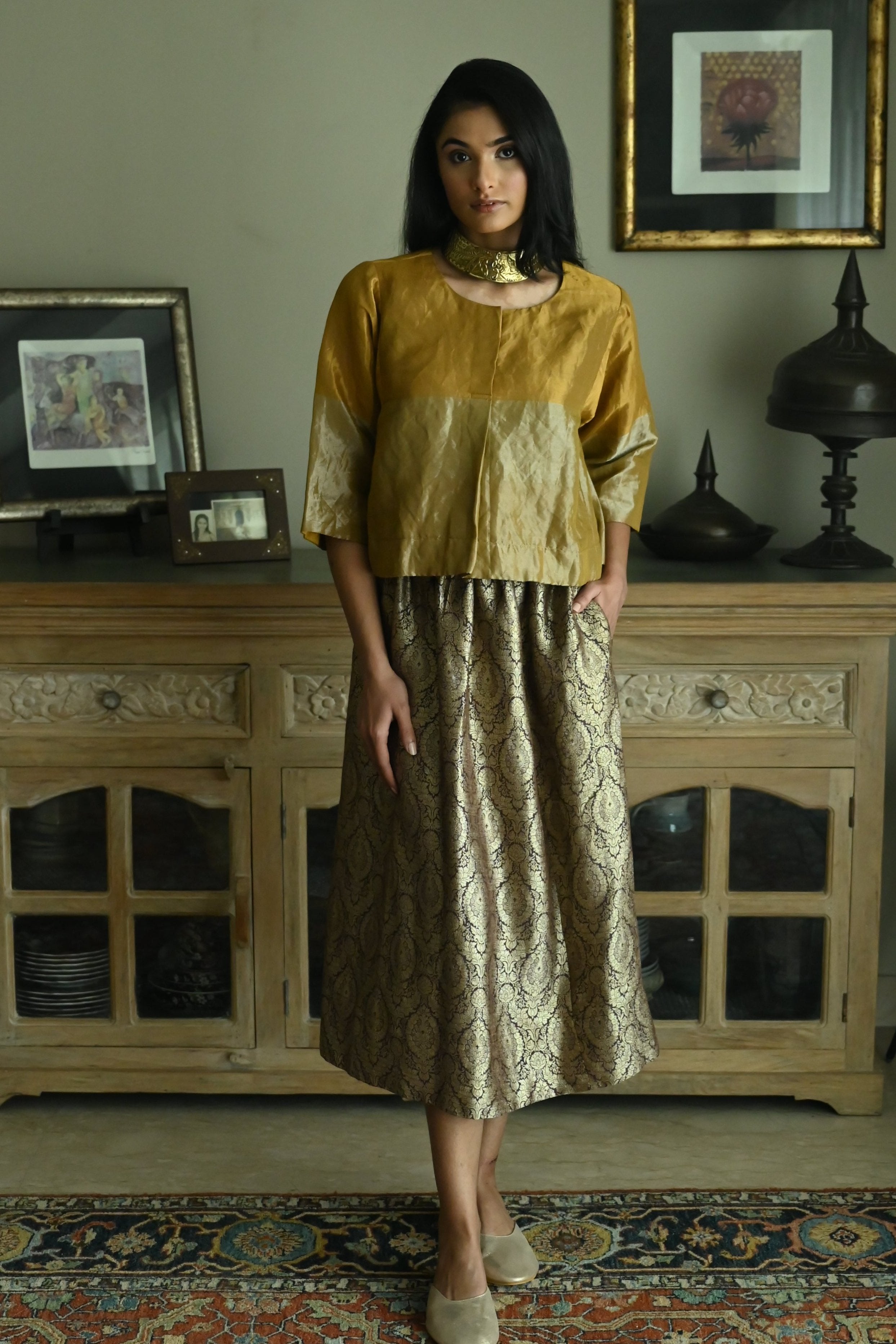 Reshma Blouse in Vintage Gold Tissue