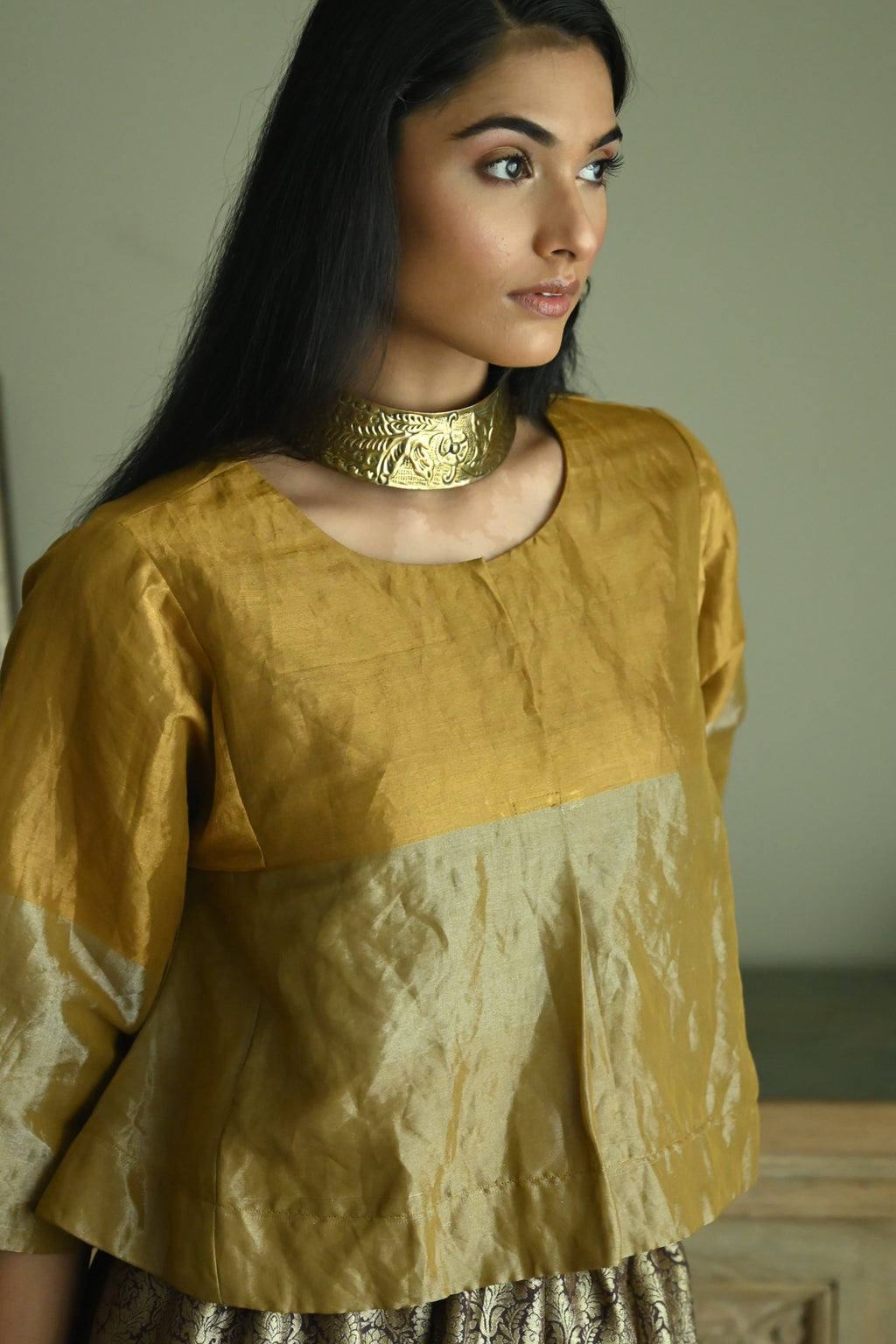 Reshma Blouse in Vintage Gold Tissue